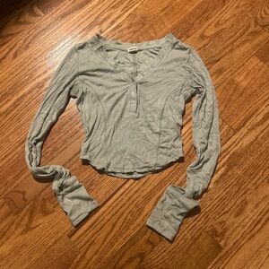 Garage Light Gray Long Sleeve Henley Top